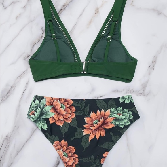 Cupshe Green Floral Women's Bikini Set Sz S nwt, 011 - Picture 6 of 8